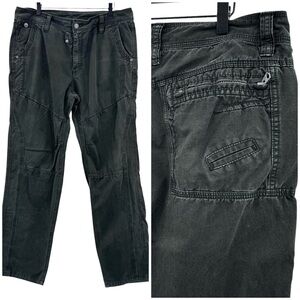 Men's Utility Pants Faded Black Tactical Straight Leg Cool Accents | 36” x 33”